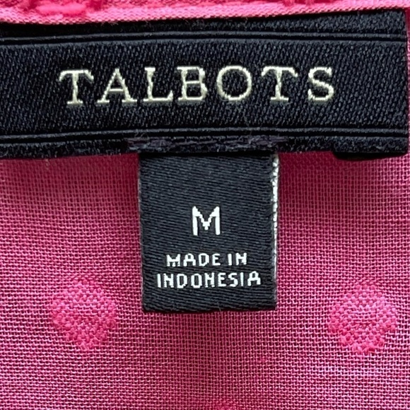 TALBOTS Pink Swiss Dot Ruffle Front Top Medium - Picture 5 of 16